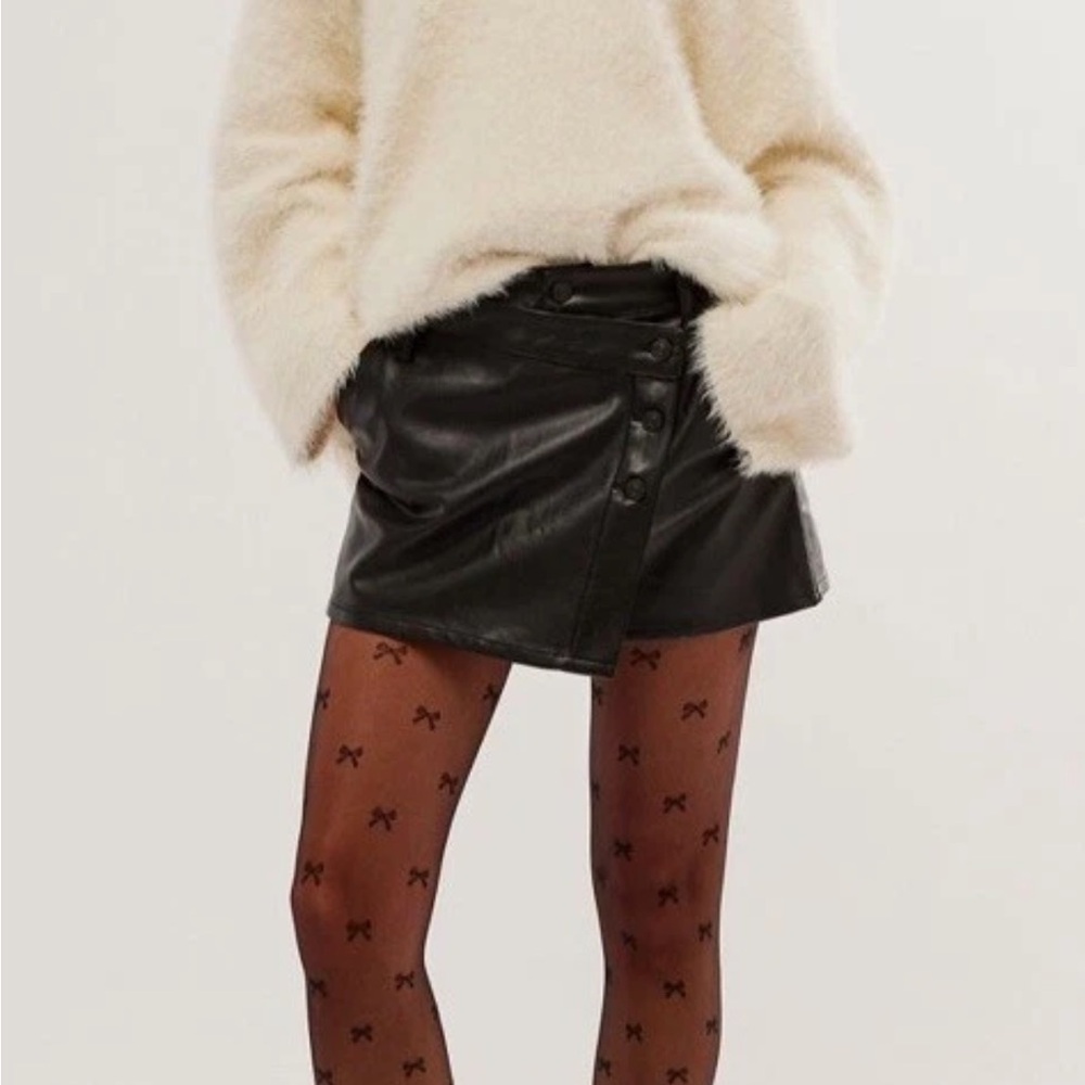 We The Free Faux Leather Black Mini Skirt